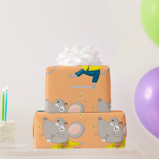 Dansende Muis in Gele Inpakpapier
