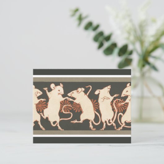 Dansende muizen briefkaart (Staand voorkant)
