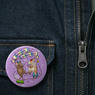 Dansende Muizen Naam & Leeftijd Gelukkige Verjaard Ronde Button 5,7 Cm