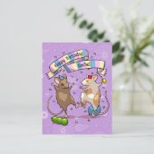 Dansende muizen voegen de naam Happy Birthday Part Briefkaart (Staand voorkant)