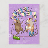 Dansende muizen voegen de naam Happy Birthday Part Briefkaart (Voorkant)
