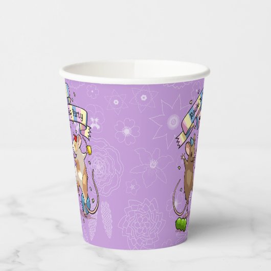 Dansende muizen voegen de naam Happy Birthday Part Papieren Bekers (Links)