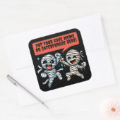 Dansende mummies zetten je favoriete Halloween-mem Vierkante Sticker (Envelop)