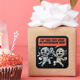 Dansende mummies zetten je favoriete Halloween-mem Vierkante Sticker