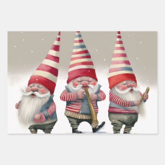 Dansende Musical-kerstgnomen Inpakpapier Vel (Voorkant 2)