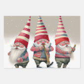 Dansende muzikale kerstgnomen inpakpapier vel (Voorkant 3)