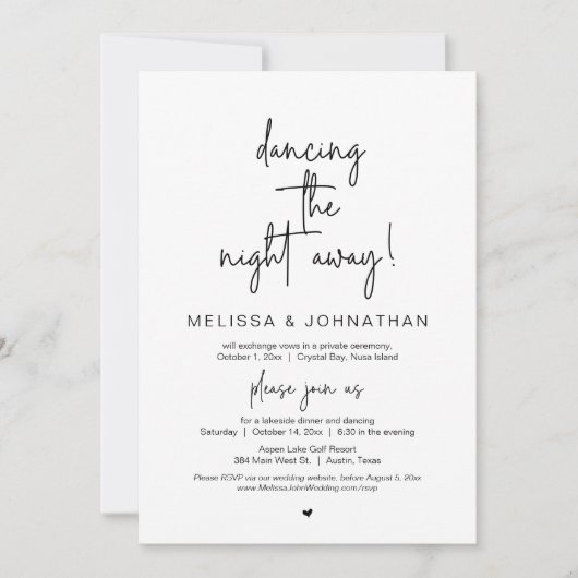 Dansende nacht weg, bruiloft Elopement Party in Kaart (Voorkant)