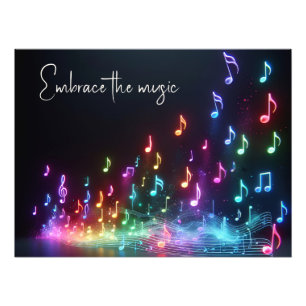 Dansende Neon Muzieknoten met Citaat Foto Afdruk