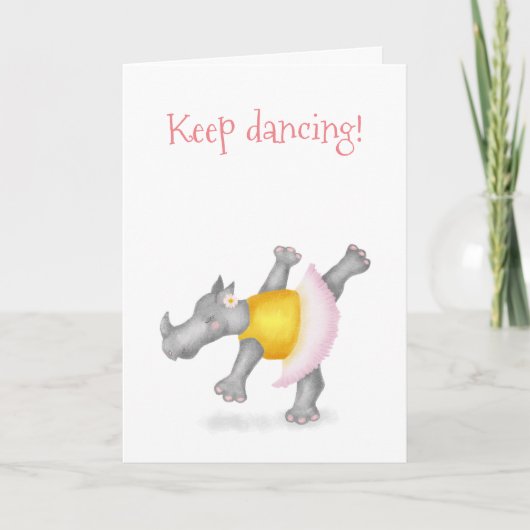 Dansende neushoorn gepersonaliseerde 'blijf dansen kaart (Voorkant)