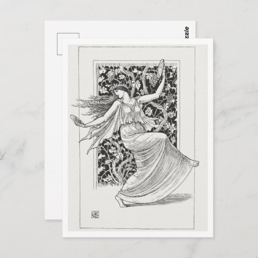 Dansende nimf Walter Crane Art Briefkaart (Voorkant / Achterkant)