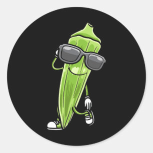Dansende okra met zonnebril okra's ronde sticker