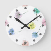 Dansende opties| Waterverf Floral Pattern Ronde Klok (Voorkant)