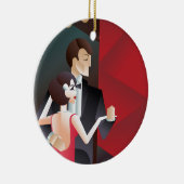 Dansende paar Art Deco geometrische stijl poster Keramisch Ornament (Rechts)