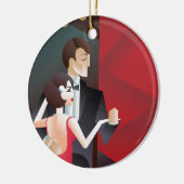 Dansende paar Art Deco geometrische stijl poster Keramisch Ornament (Links)