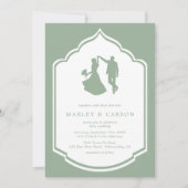 Dansende paar illustratie Sage Green Wedding Kaart (Voorkant)