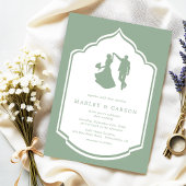 Dansende paar illustratie Sage Green Wedding Kaart