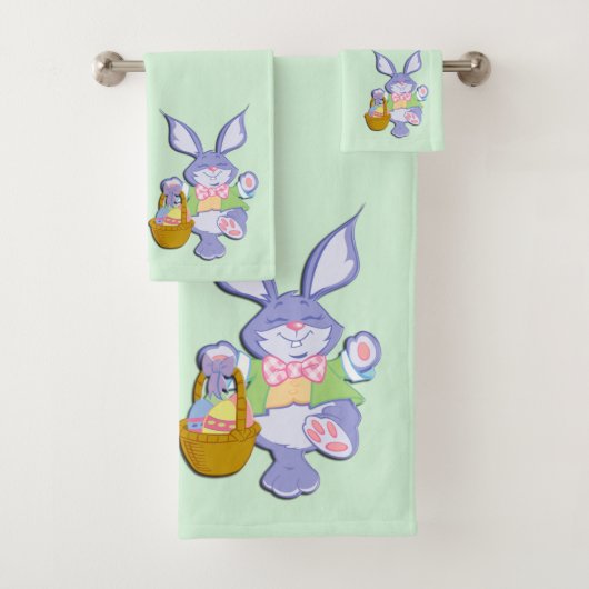 Dansende Paarse paasbunny Mint Bad Handdoek (Insitu)