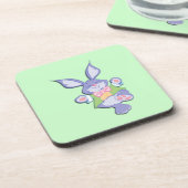Dansende Paarse paasbunny Mint Bier Onderzetter (Linkerzijde)