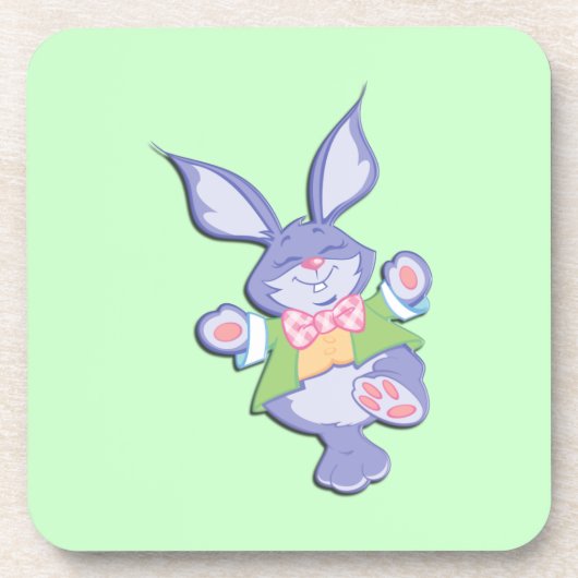 Dansende Paarse paasbunny Mint Bier Onderzetter (Voorkant)