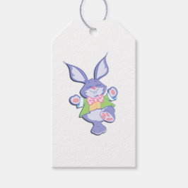 Dansende paarse paashaas cadeaulabel