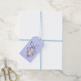 Dansende Paarse Paashaas Cadeaulabel