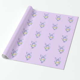 Dansende paarse paashaas cadeaupapier