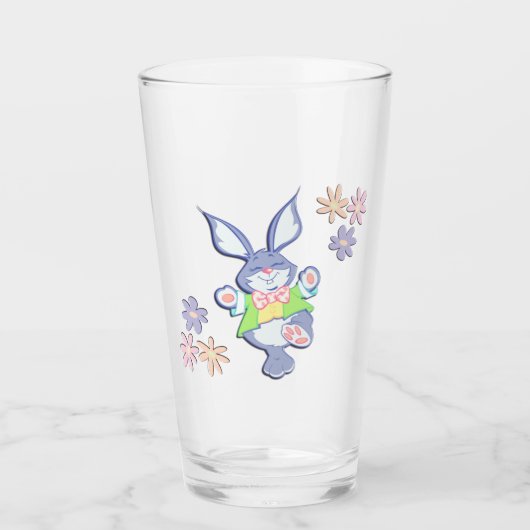 Dansende paarse paashaas glas (Voorkant)