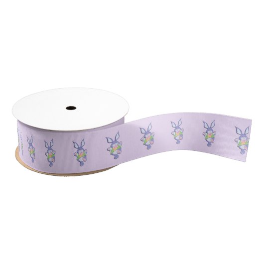 Dansende paarse paashaas grosgrain lint (Spoel)