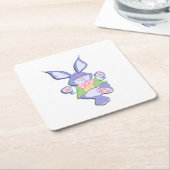 Dansende Paarse Paashaas Kartonnen Onderzetters (Schuin)