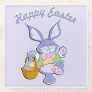 Dansende paarse paashaas lavendel glazen onderzetter