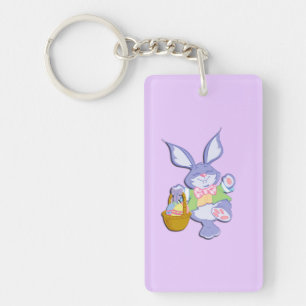 Dansende paarse paashaas lavendel sleutelhanger