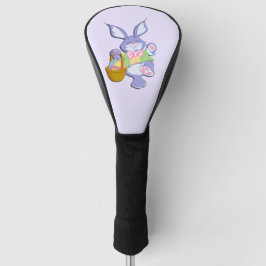Dansende paarse paashaas-mand met gekleurde eieren golfheadcover