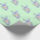 Dansende paarse paashaas Mint Cadeaupapier (Hoek)