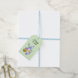 Dansende paarse paashaas Mintgroen Cadeaulabel