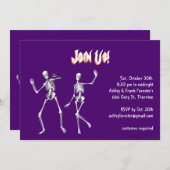 Dansende Paarse Skeletons Hooreen-uitnodiging Kaart (Voorkant / Achterkant)