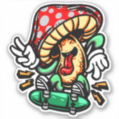 Dansende paddenstoel Skateboard 4-inch Kus Cut Vin Sticker (Voorkant)