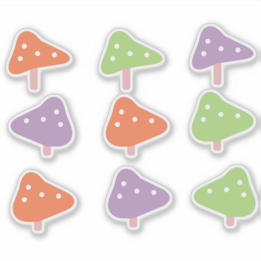 Dansende paddenstoelen Colorful Set Sticker (Voorkant)