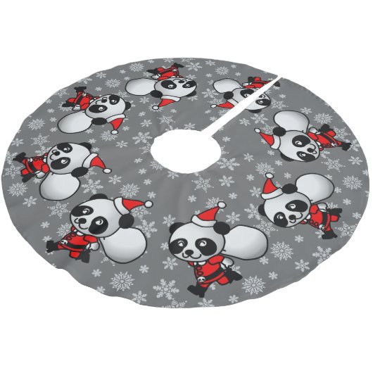 Dansende Pandas Kerstboom Rok (Gekanteld)