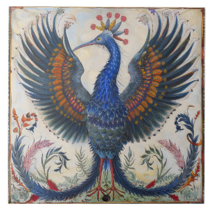 Dansende paradijsvogel tegeltje