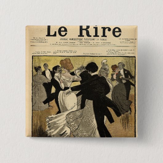 Dansende paren vierkante button 5,1 cm (Voorkant)