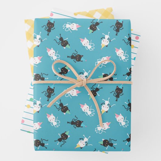 Dansende Partij katten op geboorte patronen Inpakpapier Vel (In situ)