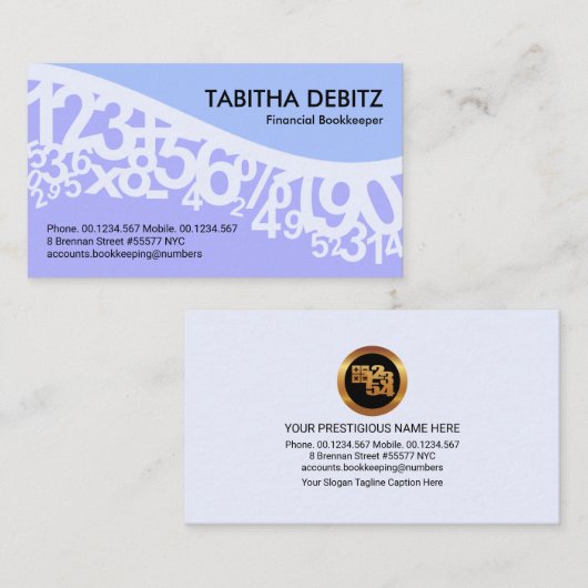 Dansende pasta-nummers golf visitekaartje (Voorkant / Achterkant)