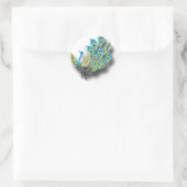 Dansende Pauw Ronde Sticker (Tas)