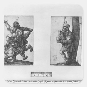 Dansende Peasants and a Bagpipe Player, 1514 Vierkante Sticker