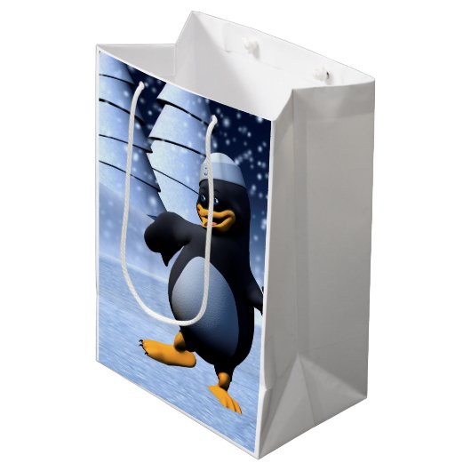 Dansende Penguin Medium Cadeauzakje (Voorkant Gekanteld)