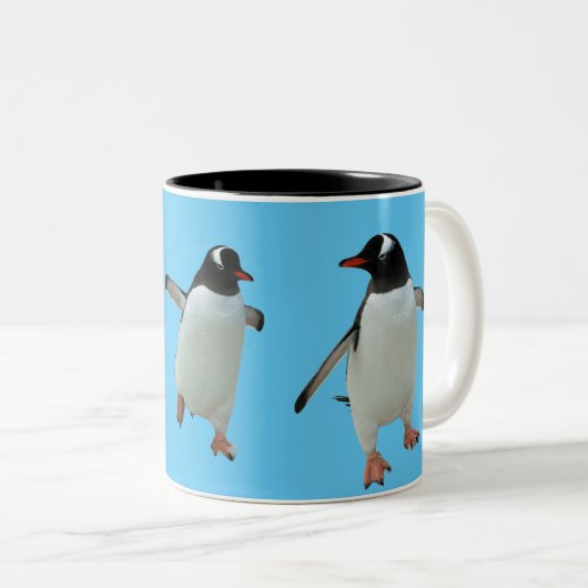 Dansende Penguin-Mok Tweekleurige Koffiemok (Voorkant rechts)