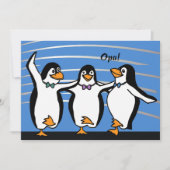 Dansende Penguins Invitation Kaart (Voorkant)