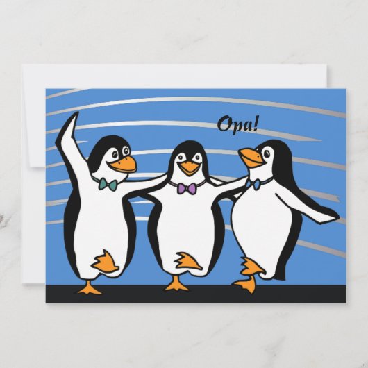 Dansende Penguins Invitation Kaart (Voorkant)