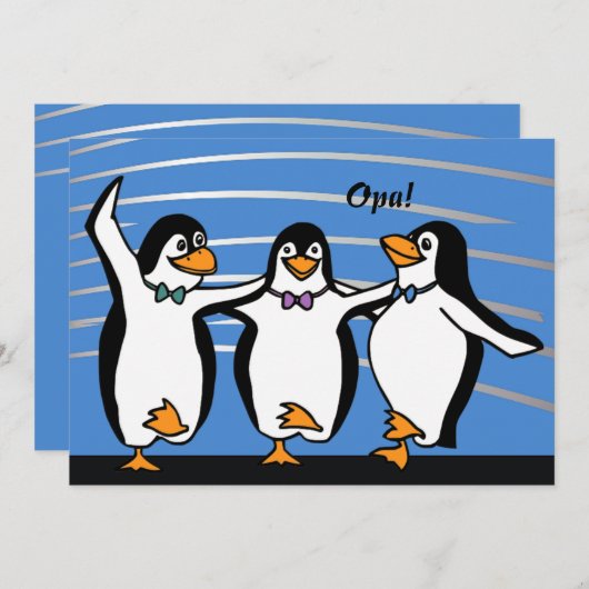Dansende Penguins Invitation Kaart (Voorkant / Achterkant)
