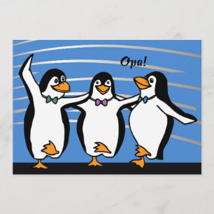 Dansende Penguins Invitation Kaart